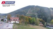 Archived webcam image showing ski-jumping hill Čerťák on 3 Oct 2026 at 18:23