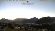 Archived webcam image showing "Almenrausch" Guesthouse Riezlern on 2 Aug 2026 at 06:18