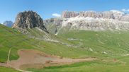 Archived webcam image showing Pordoi Pass Fassa Valley on 12 Jul 2026 at 14:22