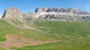 Archived webcam image showing Pordoi Pass Fassa Valley on 12 Jul 2026 at 10:22