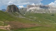 Archived webcam image showing Pordoi Pass Fassa Valley on 3 Aug 2026 at 14:15