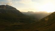 Archived webcam image showing Pordoi Pass Fassa Valley on 10 Aug 2026 at 07:16