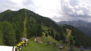 Archived webcam image showing Pozza di Fassa: Panoramic view Dolomites on 1 Jul 2026 at 12:58