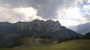 Archived webcam image showing Pozza di Fassa: Panoramic view Dolomites on 3 Aug 2026 at 16:03