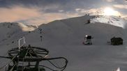 Archived webcam image showing La Plagne - Top station of chairlift Bijolin on 28 Feb 2026 at 04:36