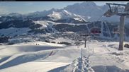 Archived webcam image showing Les Saisies - Top station chairlift Bisanne on 26 Feb 2026 at 08:42