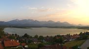 Archived webcam image showing Hopfensee - View to Reutte-Hahnenkamm ski resort on 30 Jul 2026 at 20:09