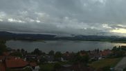 Archived webcam image showing Hopfensee - View to Reutte-Hahnenkamm ski resort on 14 Sep 2026 at 07:20