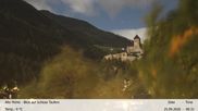Archived webcam image showing View towards castle Taufers in South Tyrol on 25 Sep 2026 at 00:57