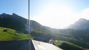 Archived webcam image showing Grindelwald First midway station on 15 Jun 2026 at 07:44