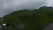 Archived webcam image showing Grindelwald First midway station on 1 Jul 2026 at 06:59