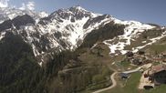 Archived webcam image showing Panoramic view: Checrouit and Courmayeur on 1 May 2026 at 12:28