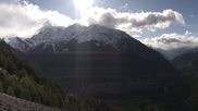 Archived webcam image showing Panoramic view: Checrouit and Courmayeur on 14 May 2026 at 08:41