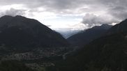 Archived webcam image showing Panoramic view: Checrouit and Courmayeur on 26 Jul 2026 at 10:33