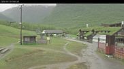 Archived webcam image showing Myrkdalen Hotel at base station chair lift Myrkdalsekspressen on 10 Jun 2026 at 10:45