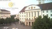 Archived webcam image showing Bahnhofplatz Sonneberg - View of the Town Hall on 7 May 2026 at 06:27