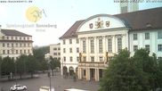 Archived webcam image showing Bahnhofplatz Sonneberg - View of the Town Hall on 7 May 2026 at 07:27
