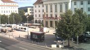 Archived webcam image showing Bahnhofplatz Sonneberg - View of the Town Hall on 6 Aug 2026 at 08:12
