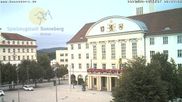 Archived webcam image showing Bahnhofplatz Sonneberg - View of the Town Hall on 20 Sep 2026 at 08:28