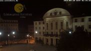 Archived webcam image showing Bahnhofplatz Sonneberg - View of the Town Hall on 20 Sep 2026 at 02:28
