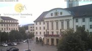 Archived webcam image showing Bahnhofplatz Sonneberg - View of the Town Hall on 20 Sep 2026 at 18:28