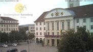 Archived webcam image showing Bahnhofplatz Sonneberg - View of the Town Hall on 20 Sep 2026 at 12:28
