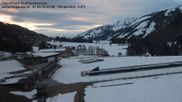 Archived webcam image showing Obertilliach biathlon centre on 1 Apr 2026 at 07:31
