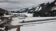 Archived webcam image showing Obertilliach biathlon centre on 1 Apr 2026 at 16:31