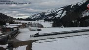 Archived webcam image showing Obertilliach biathlon centre on 1 Apr 2026 at 18:31