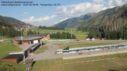 Archived webcam image showing Obertilliach biathlon centre on 12 Jul 2026 at 18:42