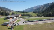 Archived webcam image showing Obertilliach biathlon centre on 28 Sep 2026 at 14:51