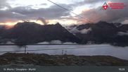 Archived webcam image showing Corvatsch middle station Murtel on 18 Sep 2026 at 19:21