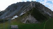 Archived webcam image showing Axamer Lizum Ski Resort: View from Birgitzköpflhaus on 7 Jun 2026 at 07:09