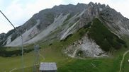 Archived webcam image showing Axamer Lizum Ski Resort: View from Birgitzköpflhaus on 2 Aug 2026 at 16:36