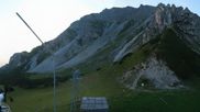 Archived webcam image showing Axamer Lizum Ski Resort: View from Birgitzköpflhaus on 9 Aug 2026 at 06:12