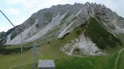 Archived webcam image showing Axamer Lizum Ski Resort: View from Birgitzköpflhaus on 16 Aug 2026 at 12:42