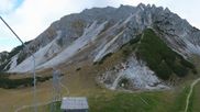 Archived webcam image showing Axamer Lizum Ski Resort: View from Birgitzköpflhaus on 18 Oct 2026 at 12:34