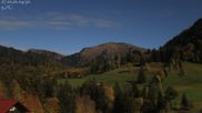 Archived webcam image showing Oberstaufen - Hotel Schratt view Hochgrat mountain on 27 Oct 2026 at 04:37