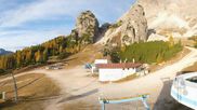 Archived webcam image showing Cortina d'Ampezzo - Top Station Duca d'Aosta on 18 Oct 2026 at 08:20