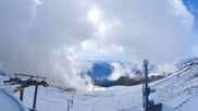 Archived webcam image showing Crans Montana - Top station La Tsa chair lift on 22 Oct 2026 at 12:49