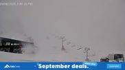 Archived webcam image showing Falls Creek: Scott Chair Base Station on 20 Aug 2026 at 07:30
