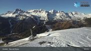 Archived webcam image showing Arabba - Top station Monte Burz chairlift on 30 Apr 2026 at 07:53