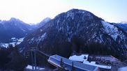 Archived webcam image showing View from Kornplatz to the Piz de Plaies mountain station on 26 Feb 2026 at 06:48