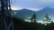 Archived webcam image showing View from Kornplatz to the Piz de Plaies mountain station on 26 Jul 2026 at 04:34