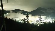 Archived webcam image showing View from Kornplatz to the Piz de Plaies mountain station on 10 Sep 2026 at 00:49
