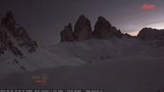 Archived webcam image showing Dolomites: Mountain Hut Antonio Locatelli on 26 Feb 2026 at 18:17