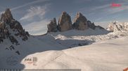 Archived webcam image showing Dolomites: Mountain Hut Antonio Locatelli on 5 Apr 2026 at 08:20