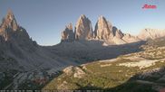 Archived webcam image showing Dolomites: Mountain Hut Antonio Locatelli on 12 Jul 2026 at 06:21