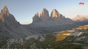 Archived webcam image showing Dolomites: Mountain Hut Antonio Locatelli on 14 Aug 2026 at 06:38