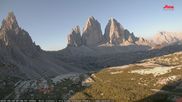 Archived webcam image showing Dolomites: Mountain Hut Antonio Locatelli on 14 Aug 2026 at 07:38